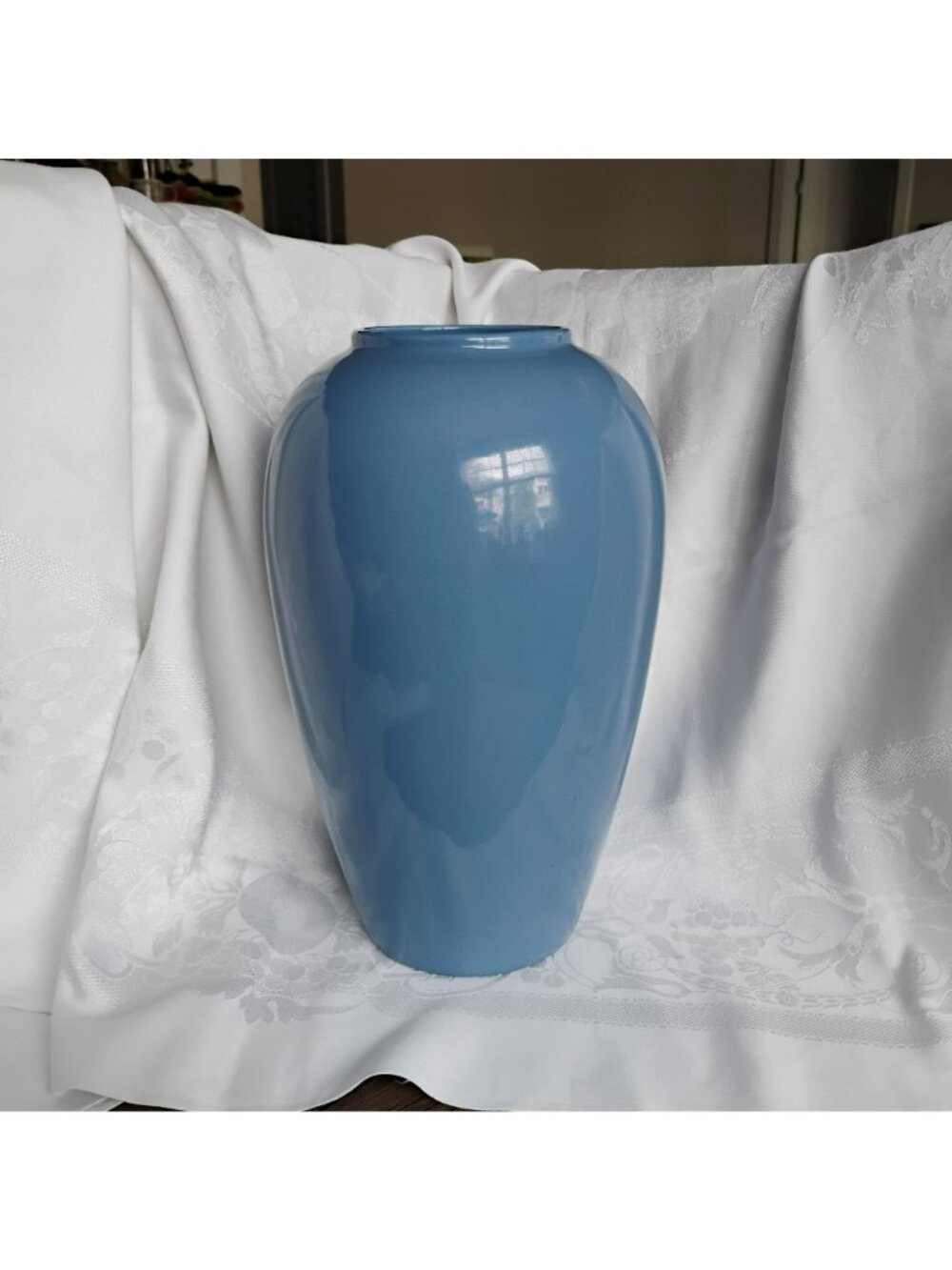 Vintage Royal Haeger Blue Vase 13" #4304 Postmodern Art Deco Revival Ceramic - Picture 8 of 10